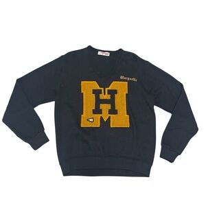 Vintage Doran Casual Champion Womens Navy Blue Marguette Cheer Sweater- Medium